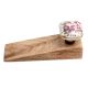 Pink Flower Square Ceramic Wooden Door Stopper